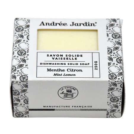 Solid dish soap mint lemon organic Andree Jardin yellow 250G