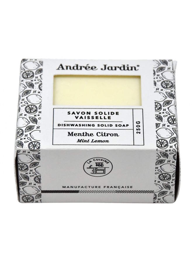 Solid dish soap mint lemon organic Andree Jardin yellow 250G