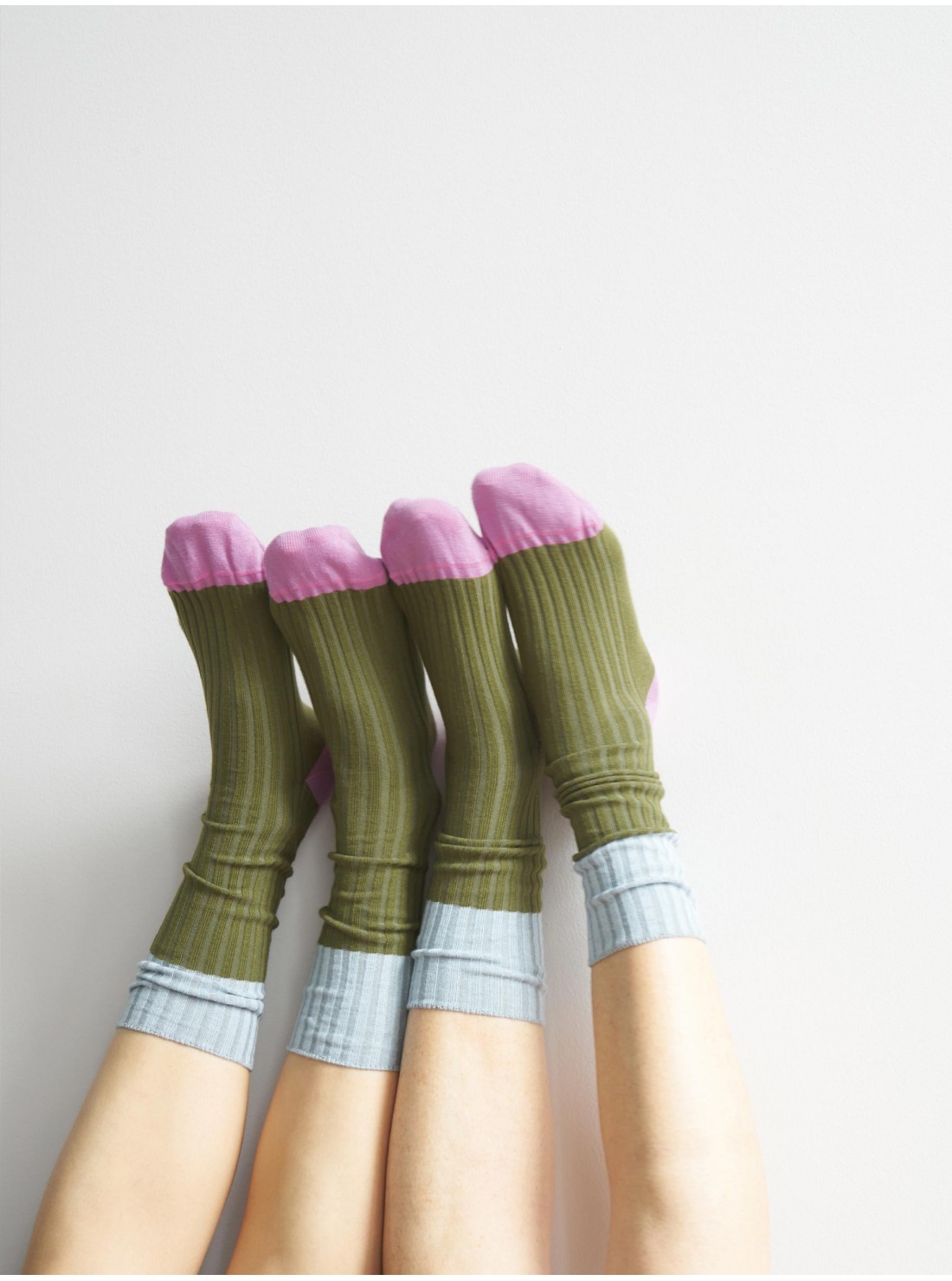 chaussettes coton tricolore vert bleu rose unisexe