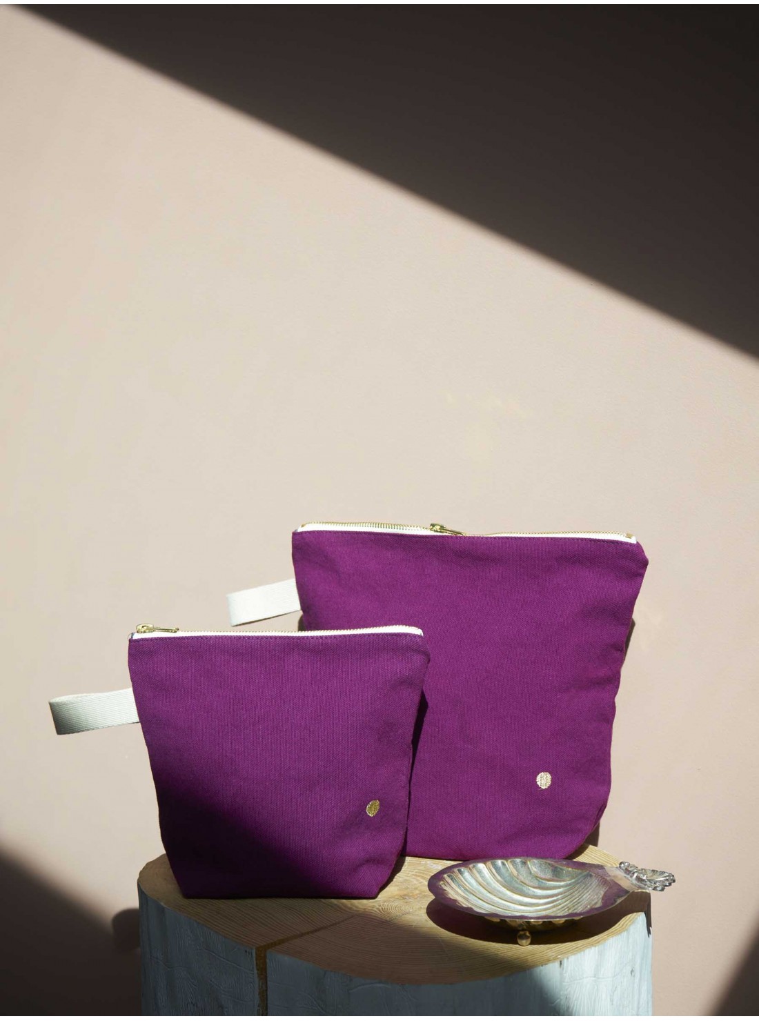 Trousse de toilette coton bio PM violette