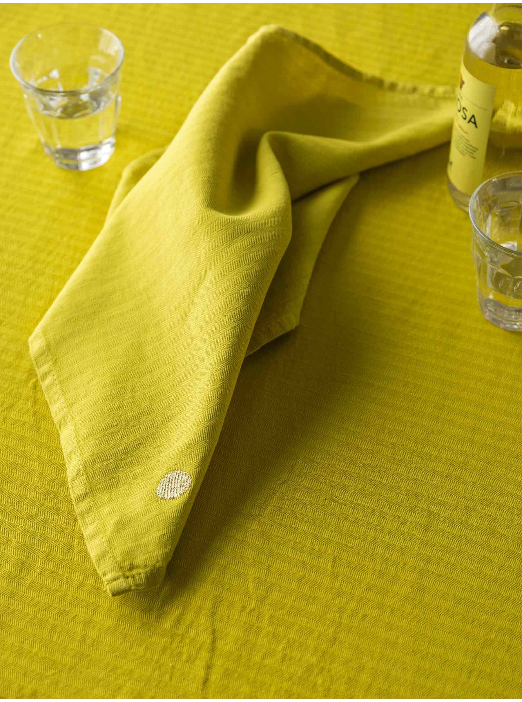 Serviettes de table lin coton jaunes