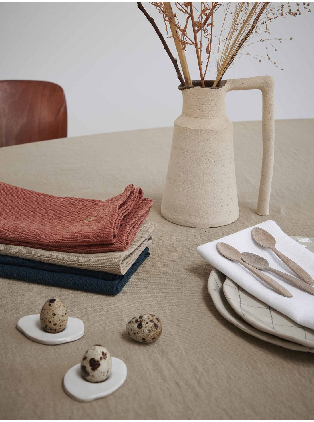 Serviettes de table lin coton beiges
