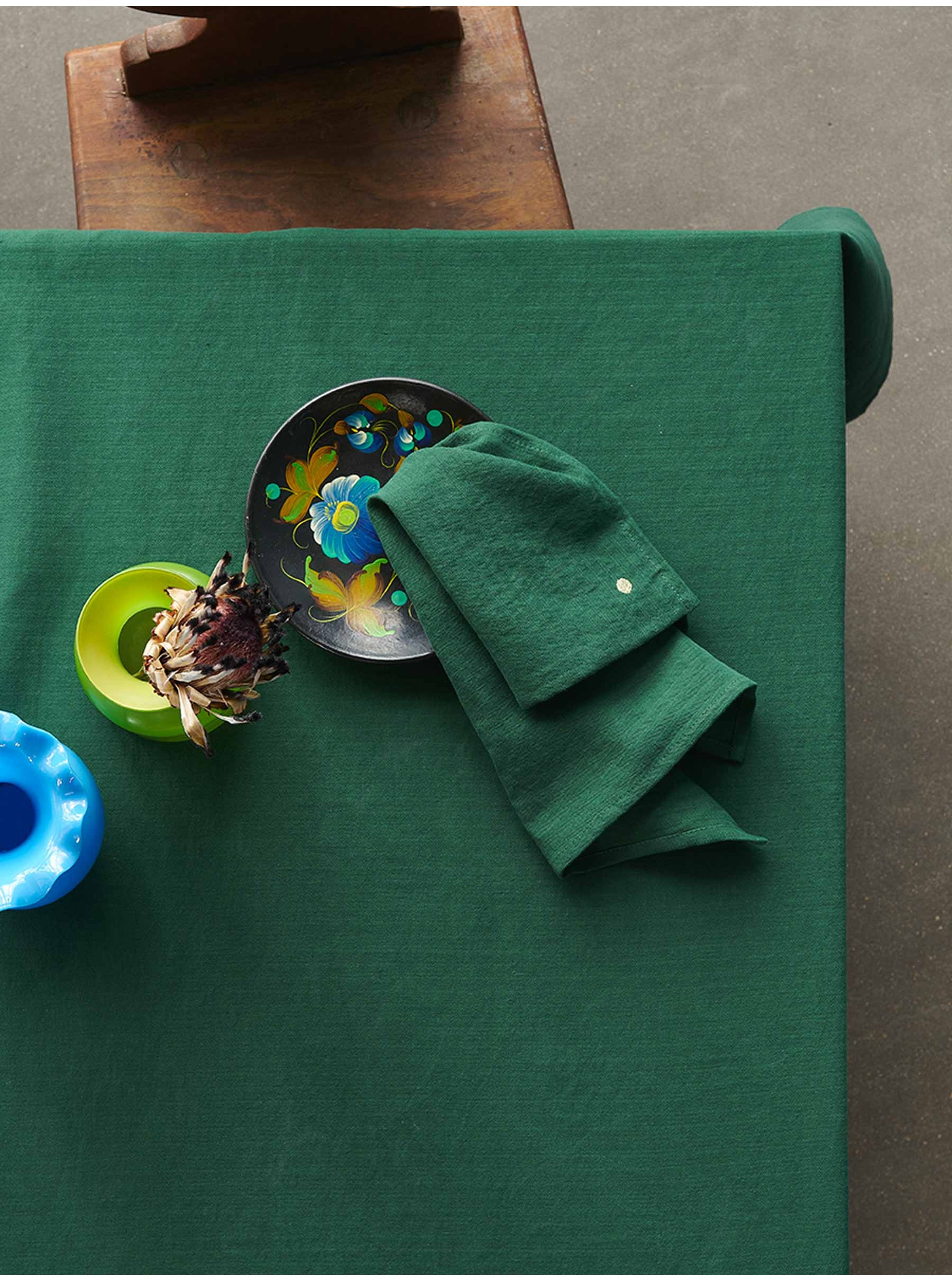 Serviettes de table lin coton vertes