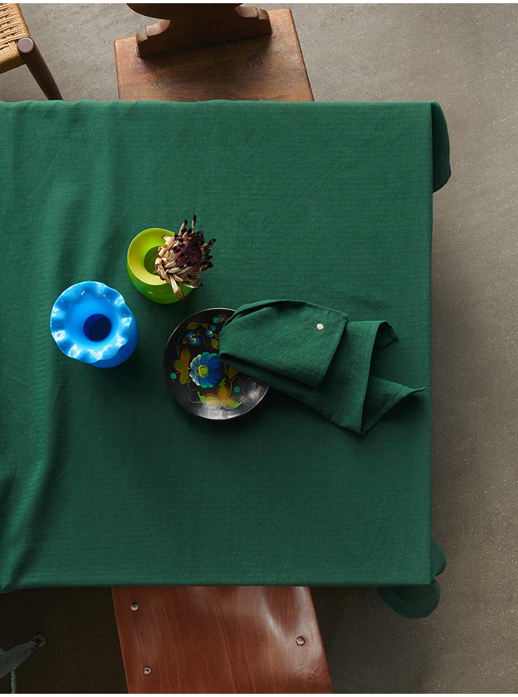 Serviettes de table lin coton vertes