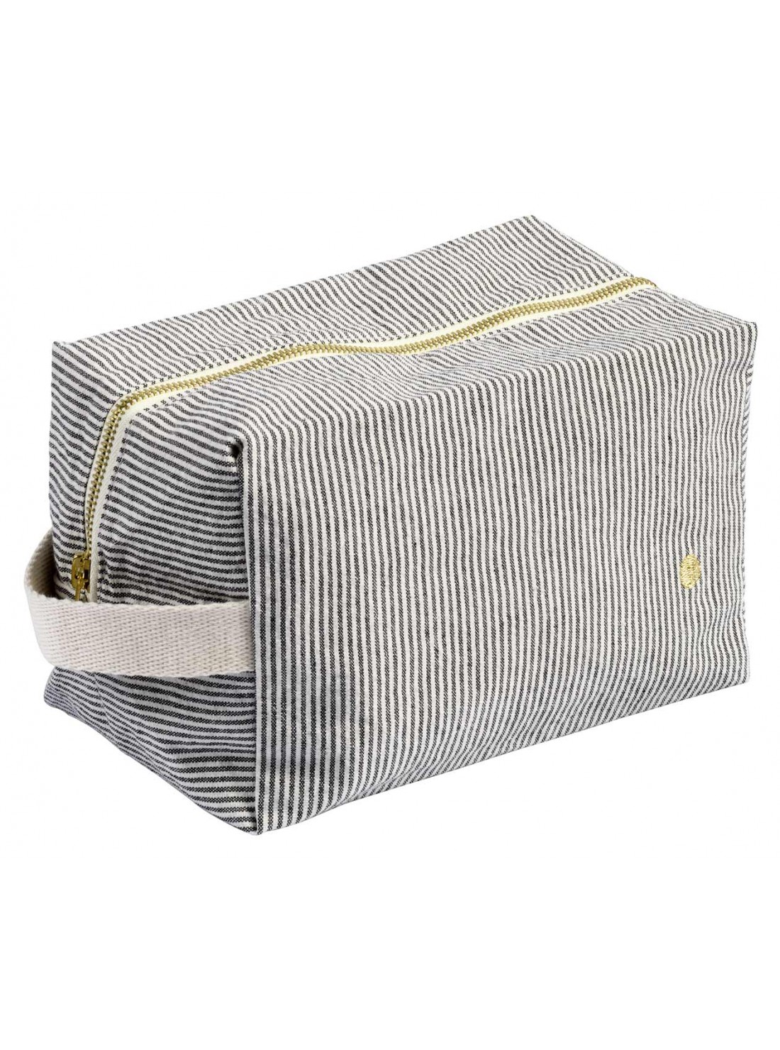 Trousse cube coton GM rayures noir et blanc