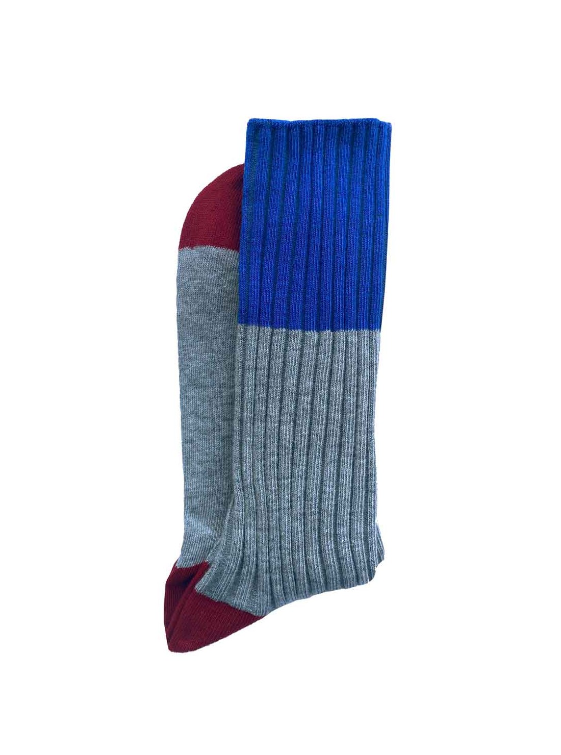 chaussettes coton tricolore gris bleu rouge unisexe