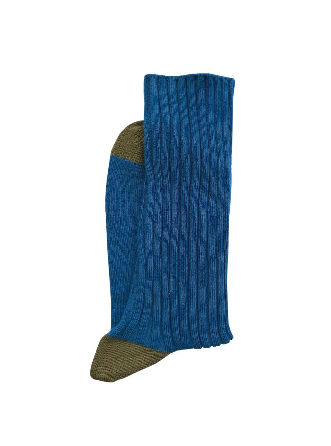 Chaussettes coton bleues bicolore
