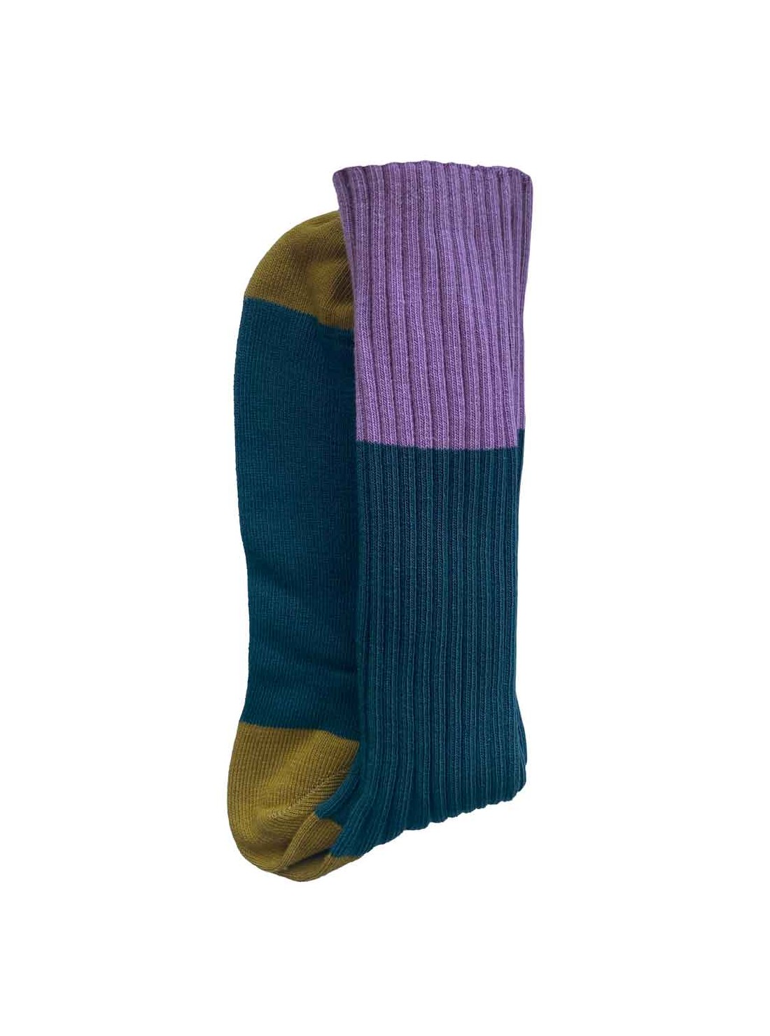 chaussettes coton tricolore bleu camel violet unisexe