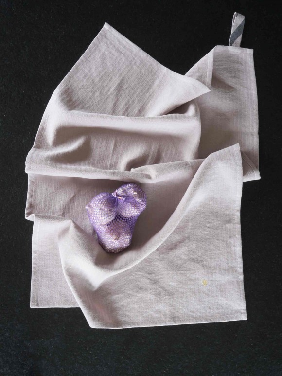Tea towel linen and cotton Marcel poivre rose 