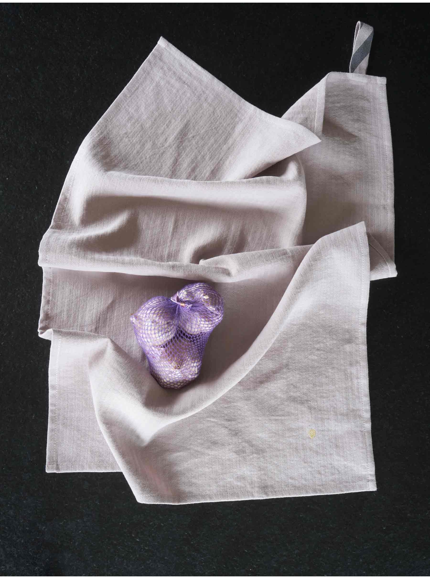 Tea towel linen and cotton pink