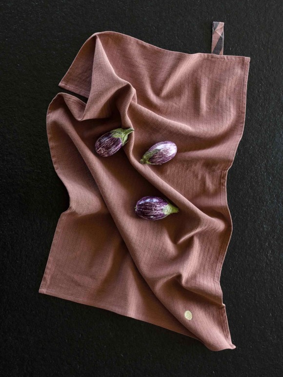 Tea towel linen and cotton Marcel rhubarbe 