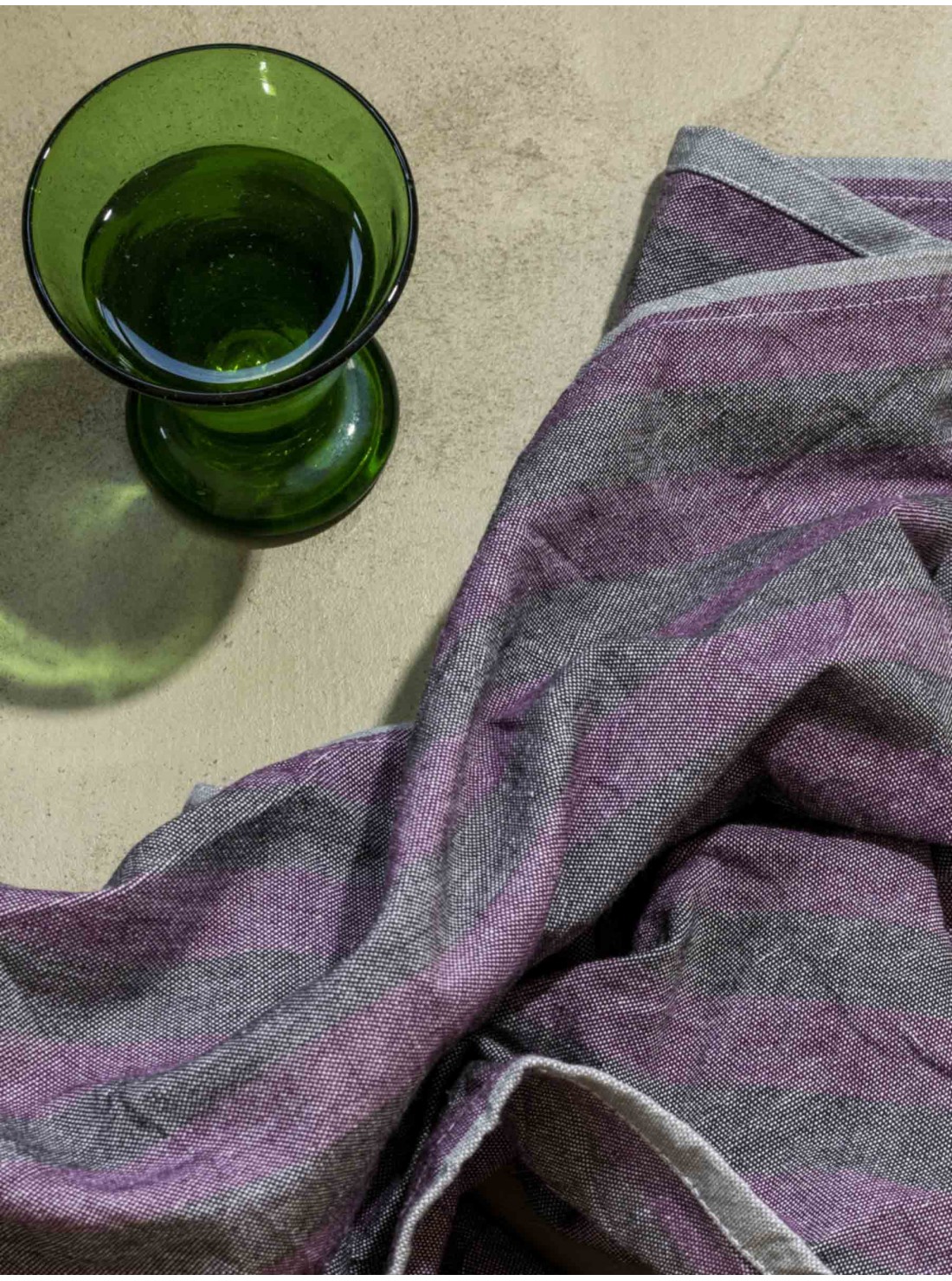 Tea towel cotton purple striped