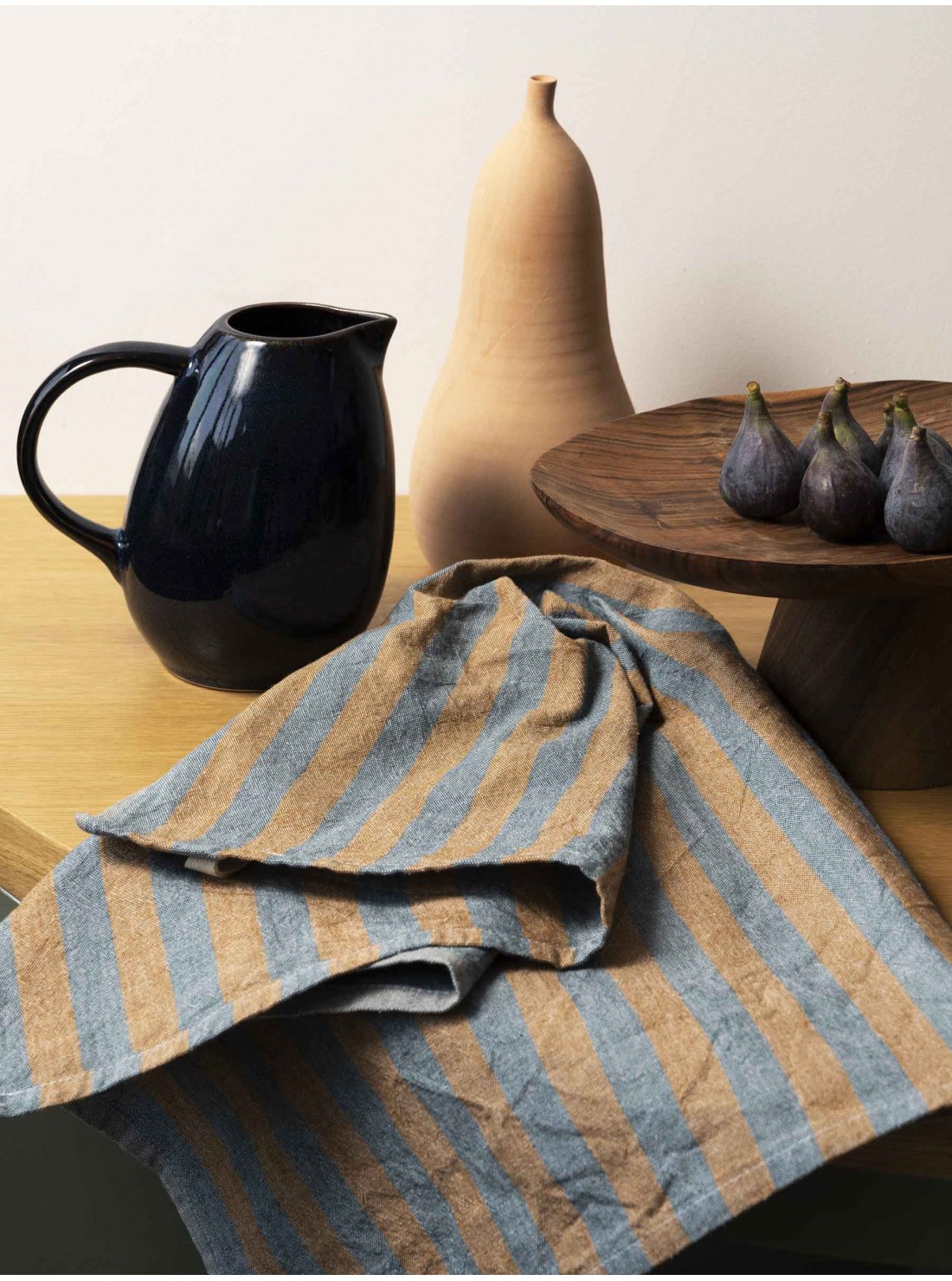 Tea towel cotton brown striped