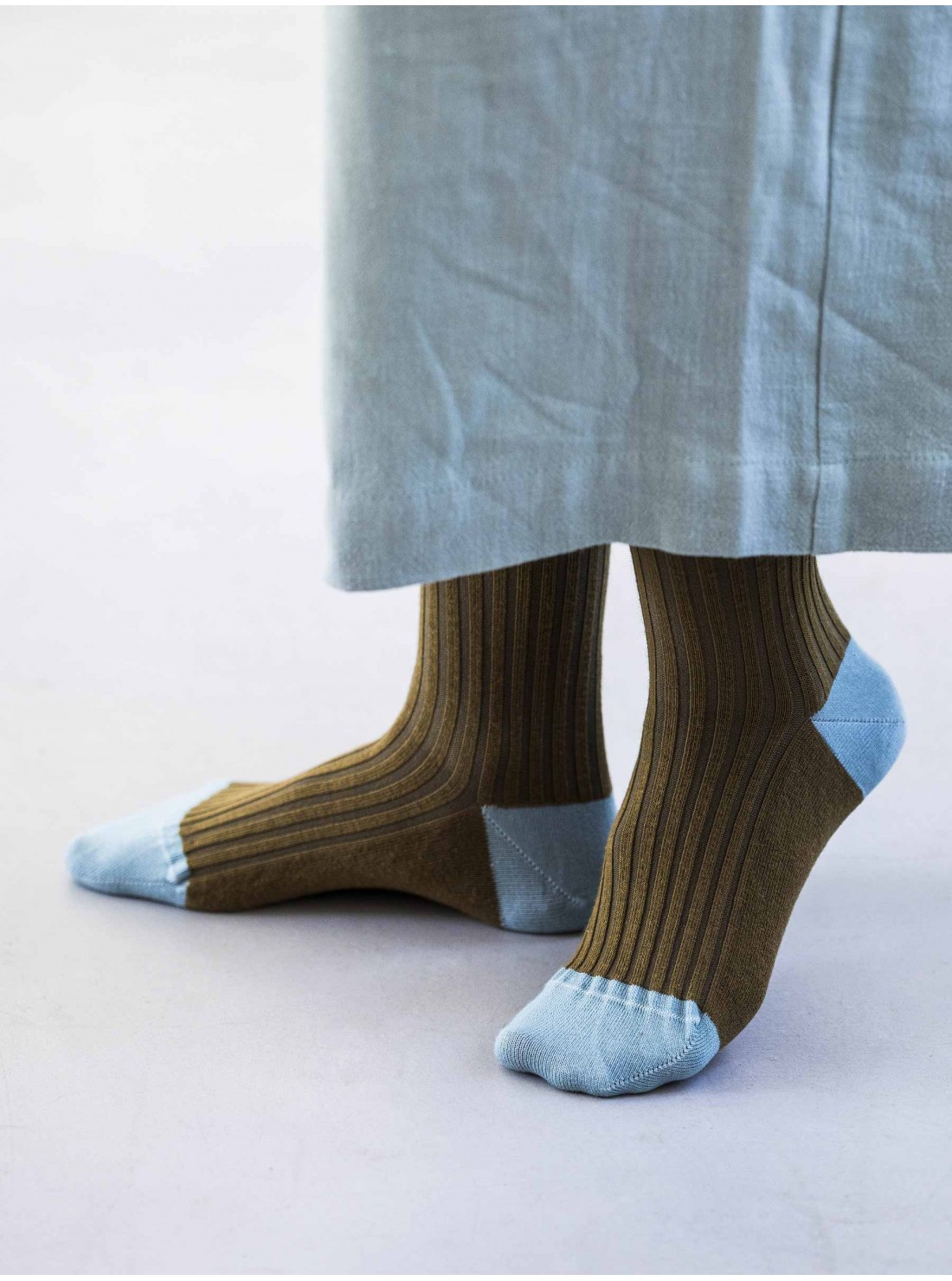 Socks cotton brown bicolour