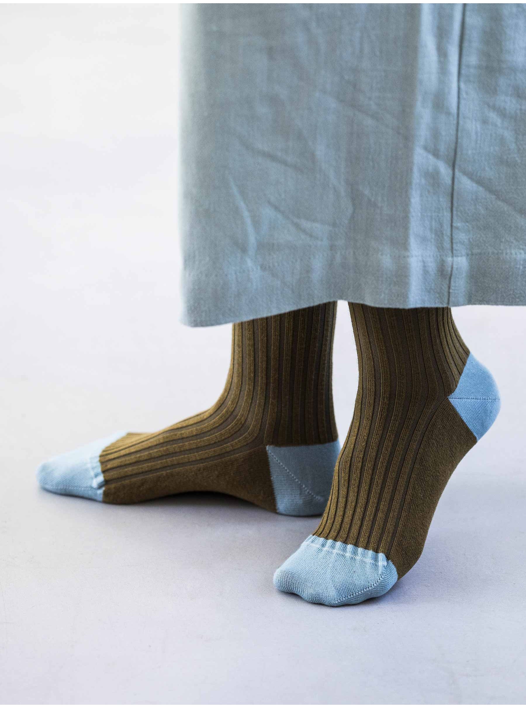 Socks cotton brown bicolour