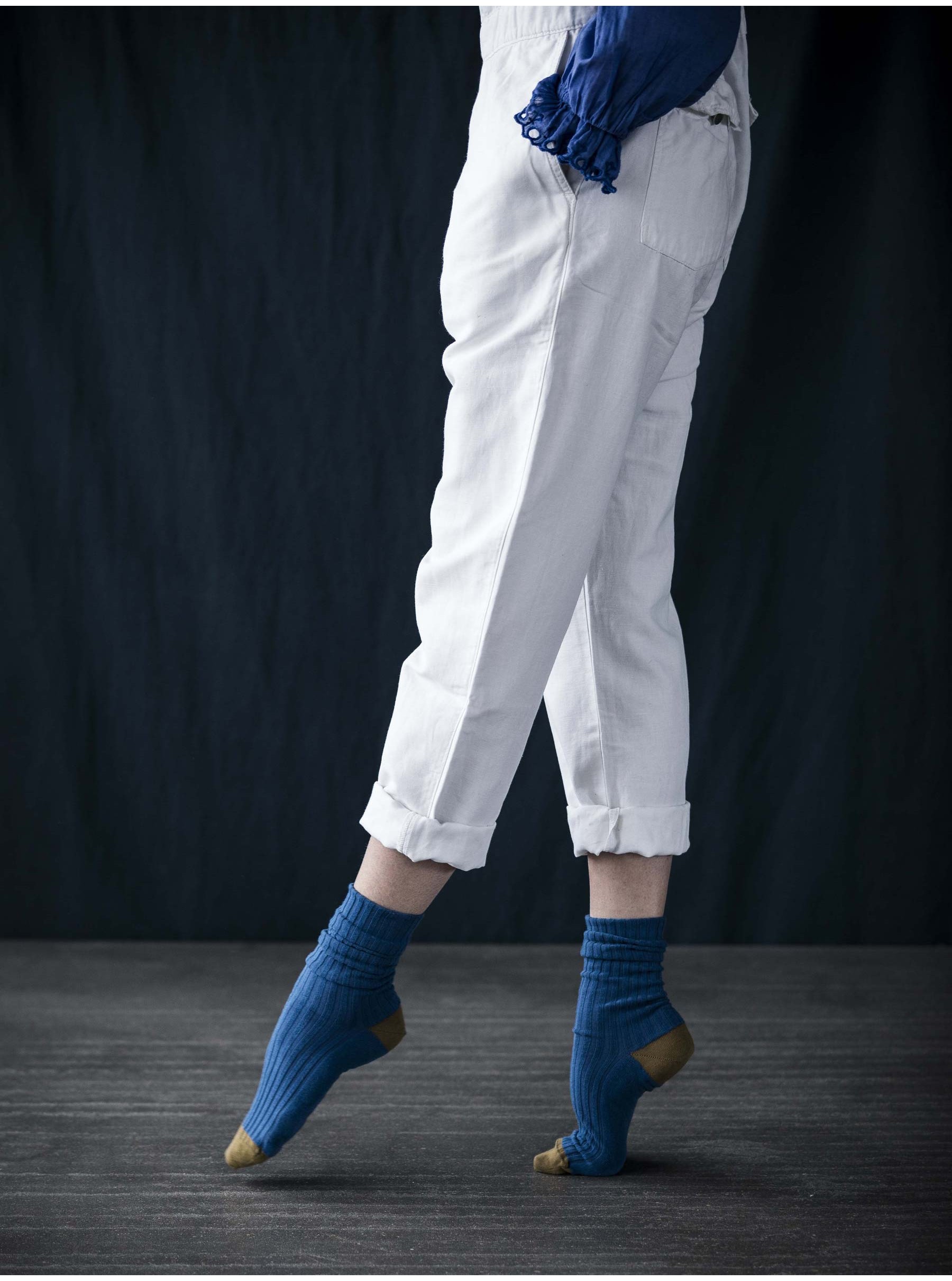 Socks cotton blue bicolour