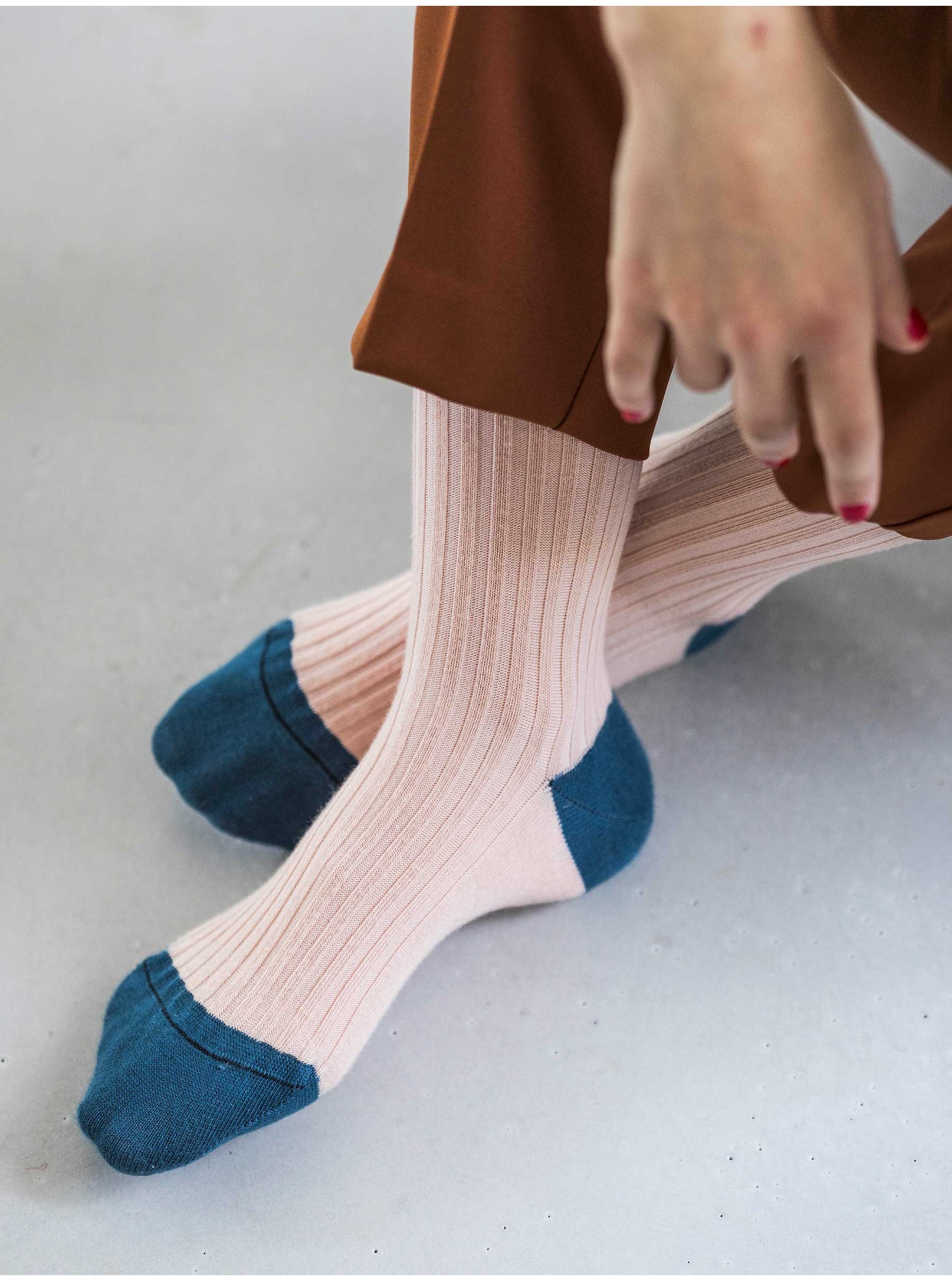 Socks cotton pink bicolour