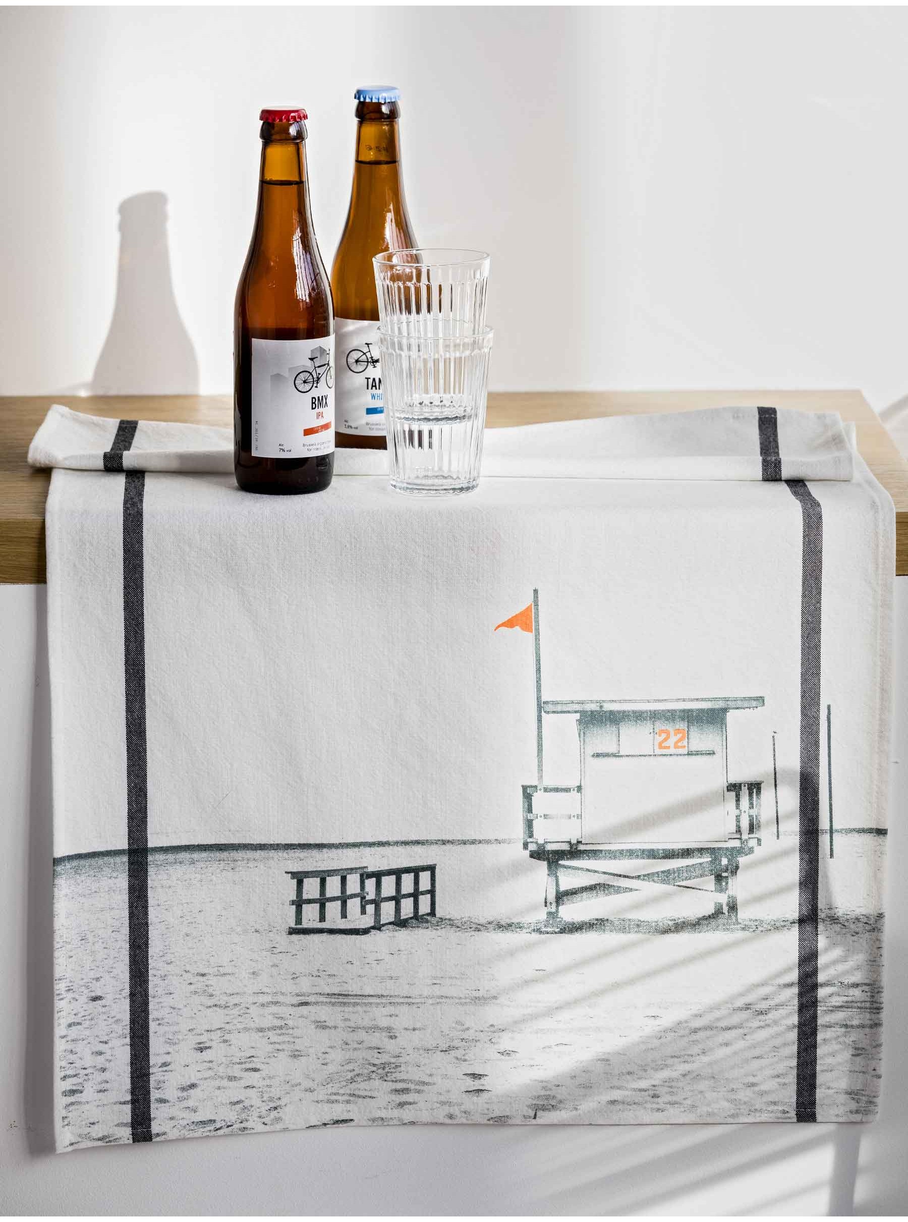 Tea towel Mitch cotton white print