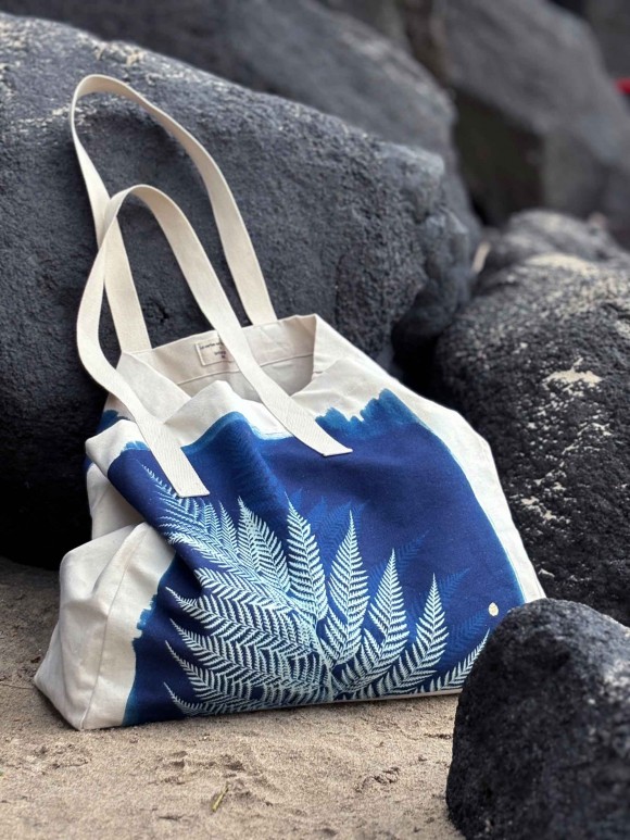Shopping bag organic cotton Cyanotype  