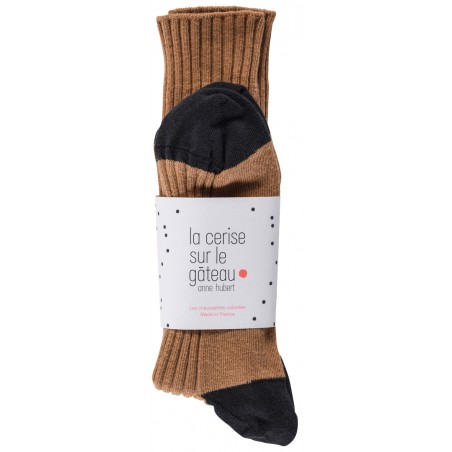 Chaussettes coton Yvette toffee 